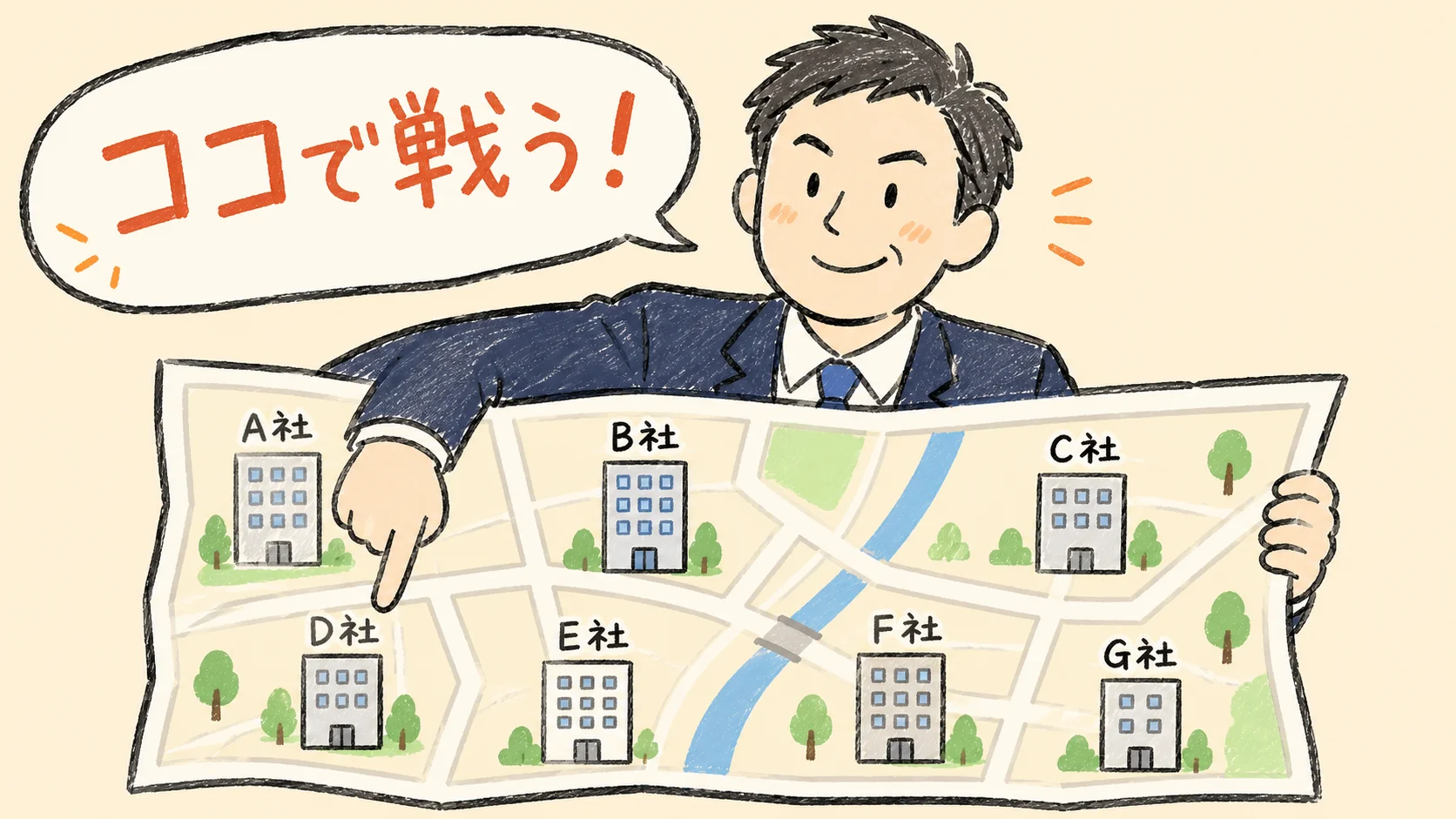 強み磨きと戦う場所選びの分岐イメージ
