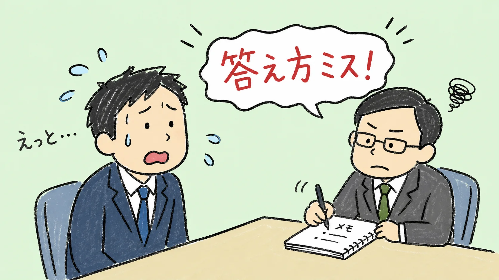 面接で慎重に言葉を選ぶ場面
