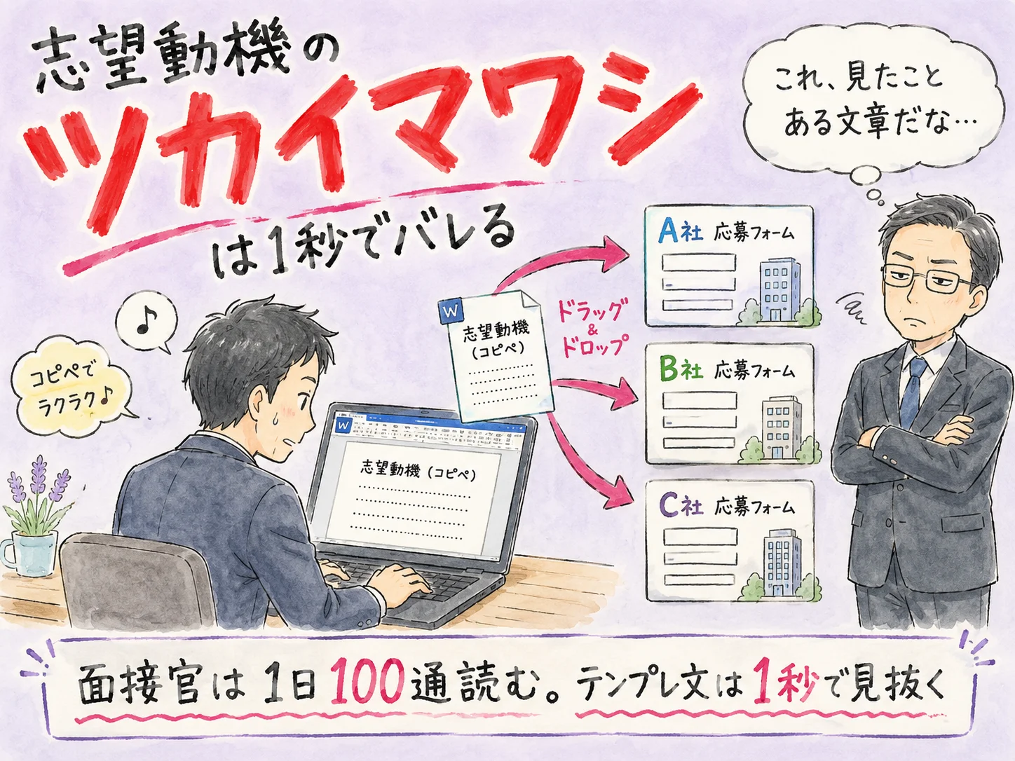 志望動機の使い回しは1秒でバレる