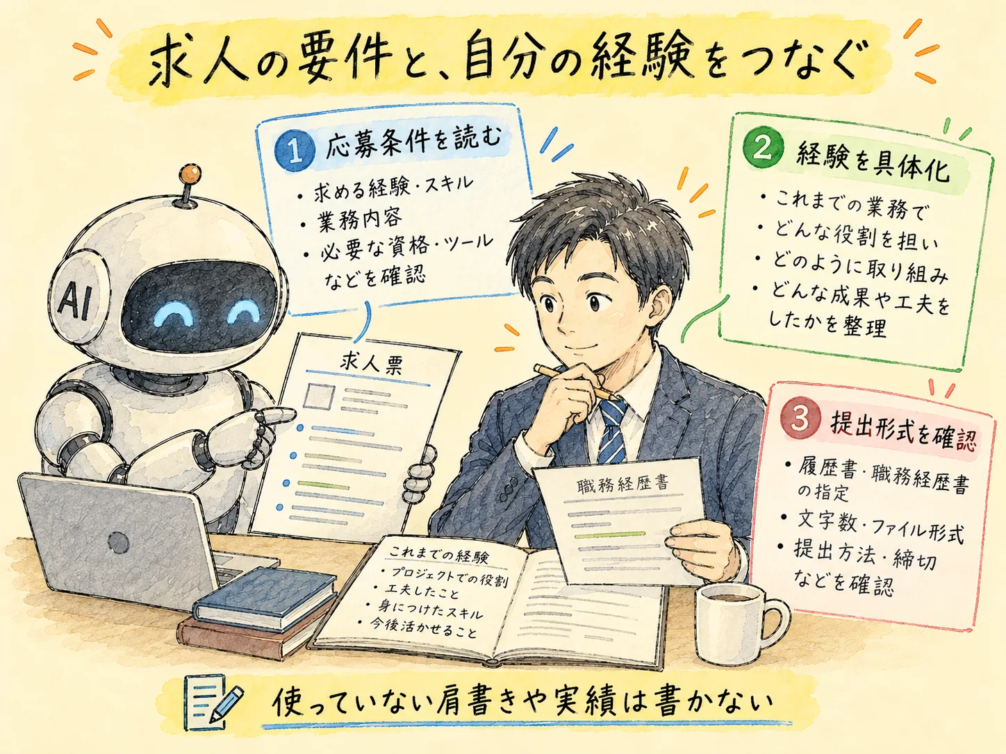 求人の要件と、自分の経験をつなぐ