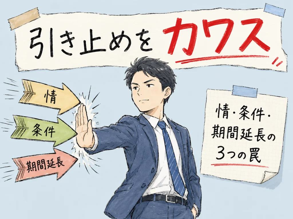 引き止め交渉のかわし方｜情・条件・期間延長の3つの罠を一発で抜ける