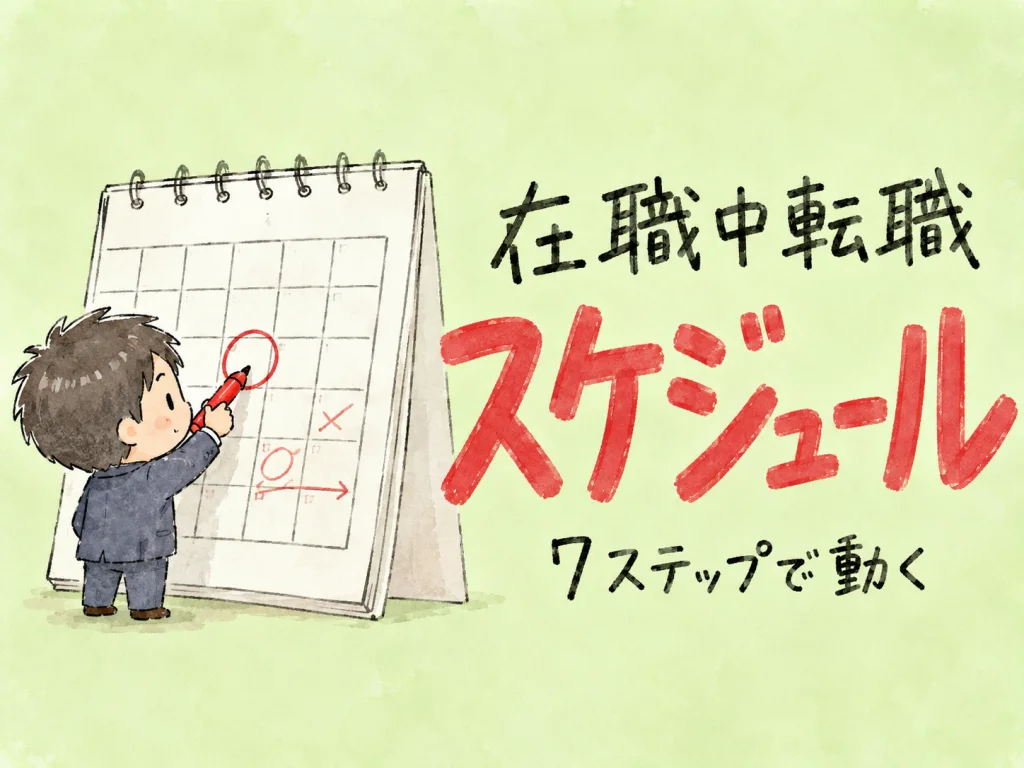 在職中転職のスケジュール｜3〜6ヶ月で内定獲得する7ステップ のアイキャッチ