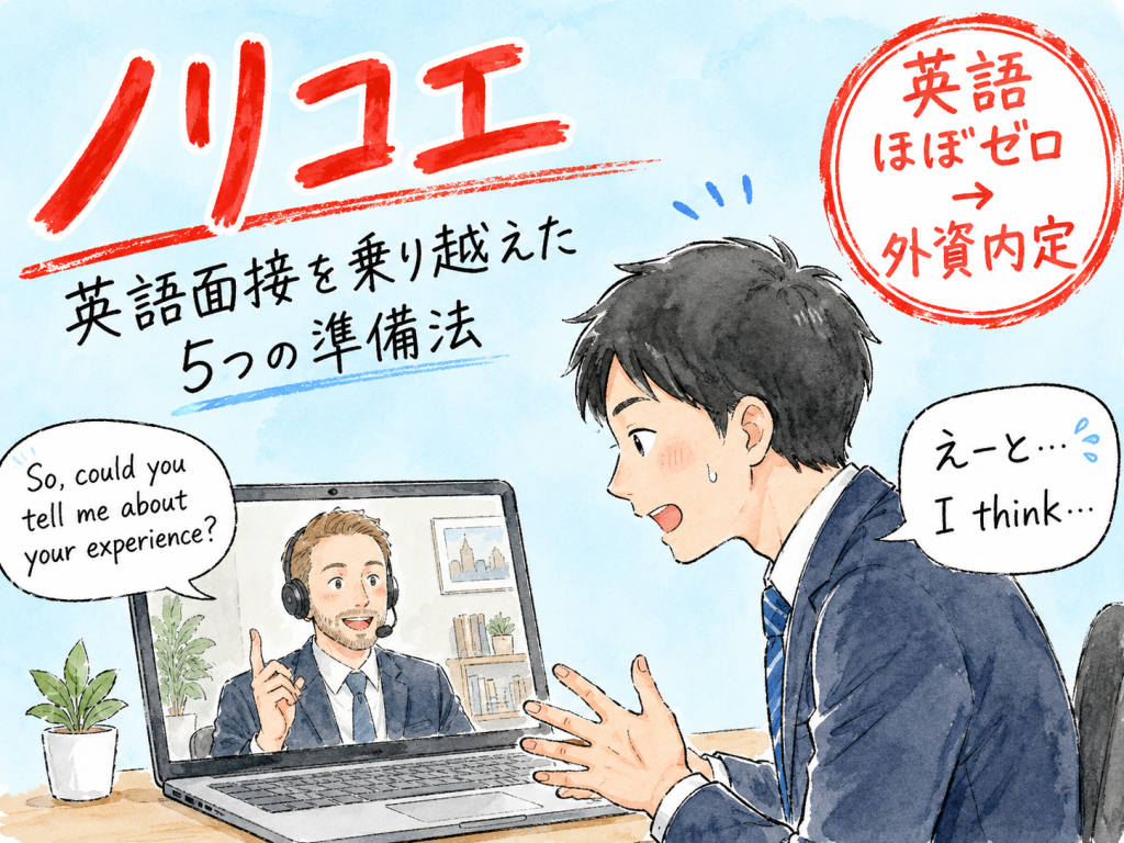 外資転職の英語面接対策｜ほぼゼロでも通った5つの準備と話し方 のアイキャッチ