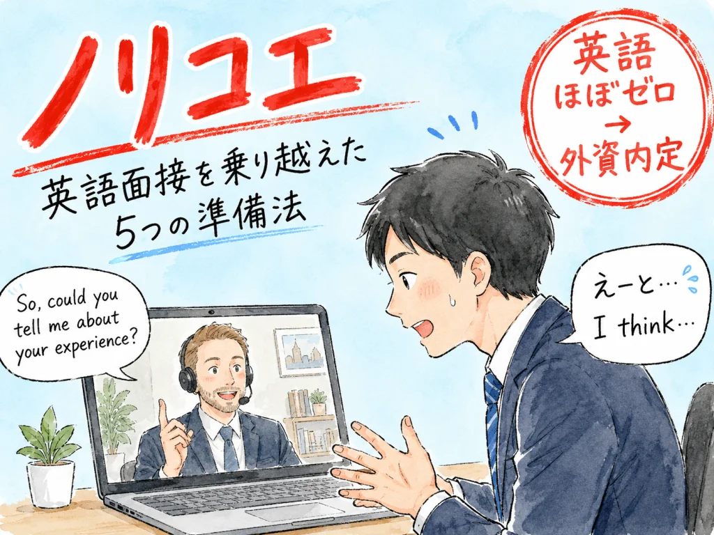 外資転職の英語面接対策｜ほぼゼロでも通った5つの準備と話し方 のアイキャッチ