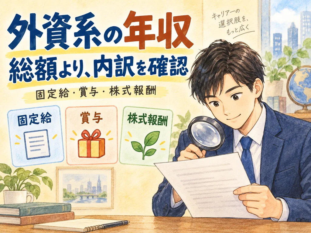 外資系の年収の仕組み｜日系と違うベース・ボーナス・RSUの読み方 のアイキャッチ