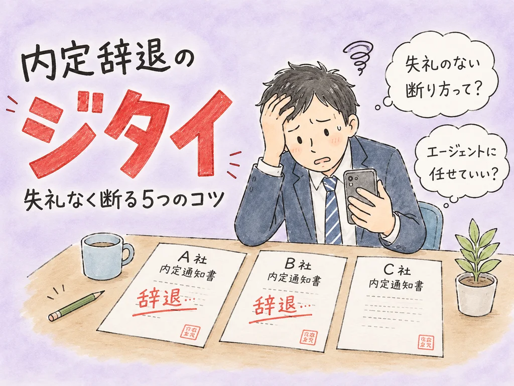 内定辞退のマナーと手順｜複数内定を失礼なく断る5つのコツ のアイキャッチ