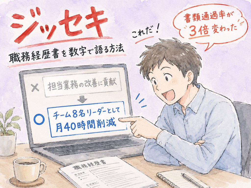 職務経歴書の数字化テクニック｜書けない人でも使える変換フレーズ5選 のアイキャッチ