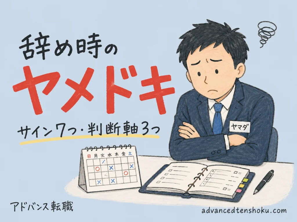 辞め時のサイン7つ｜転職タイミングを見極める3つの判断軸 のアイキャッチ