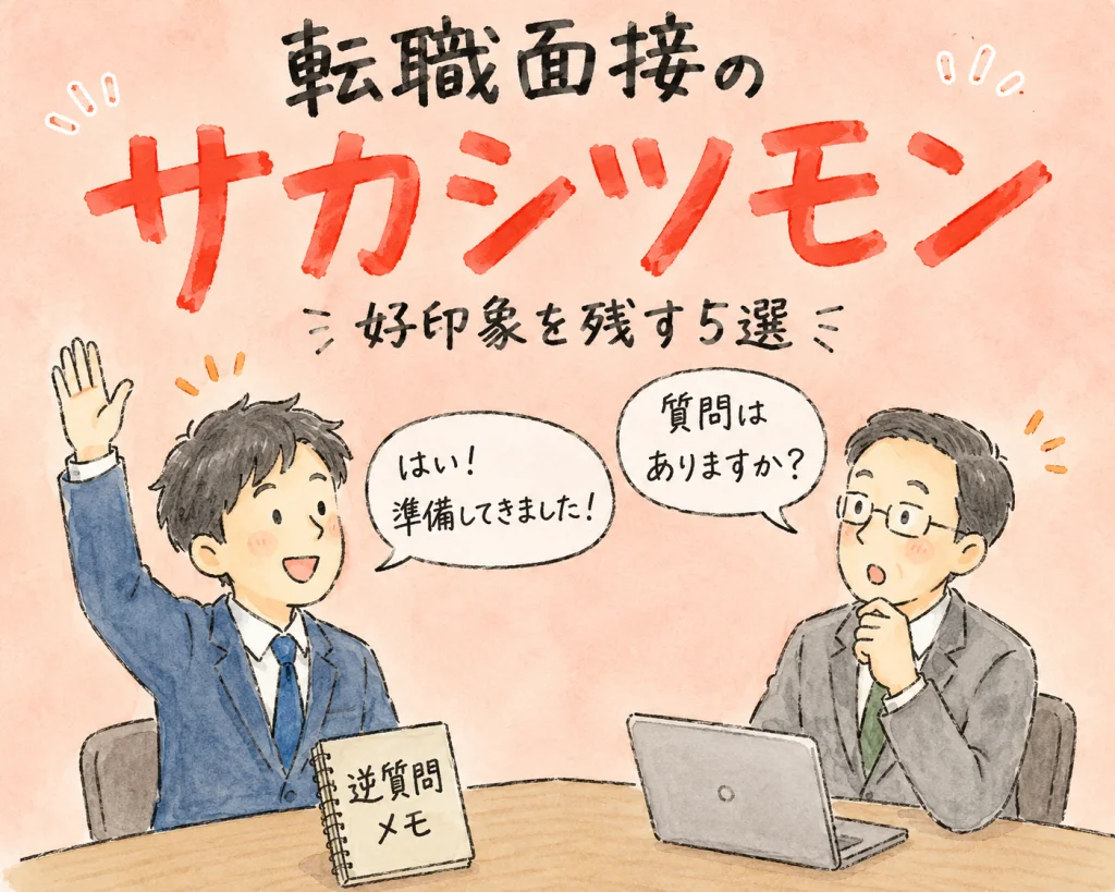 転職面接の逆質問例5選｜好印象を残す答え方と絶対NG3つ のアイキャッチ