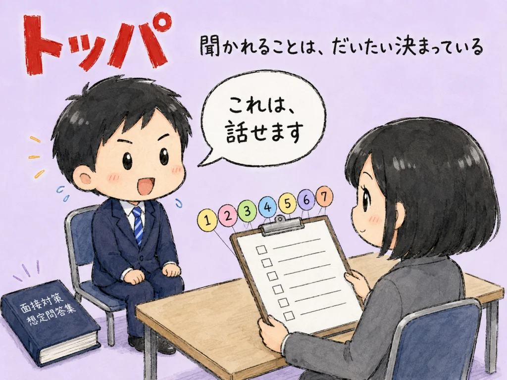 一次面接で聞かれる質問7選｜通過する答え方と前日の準備リスト のアイキャッチ