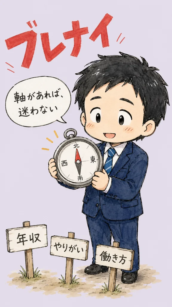 転職の軸の決め方｜後悔しない自分軸を作る5つの質問と例文 のアイキャッチ