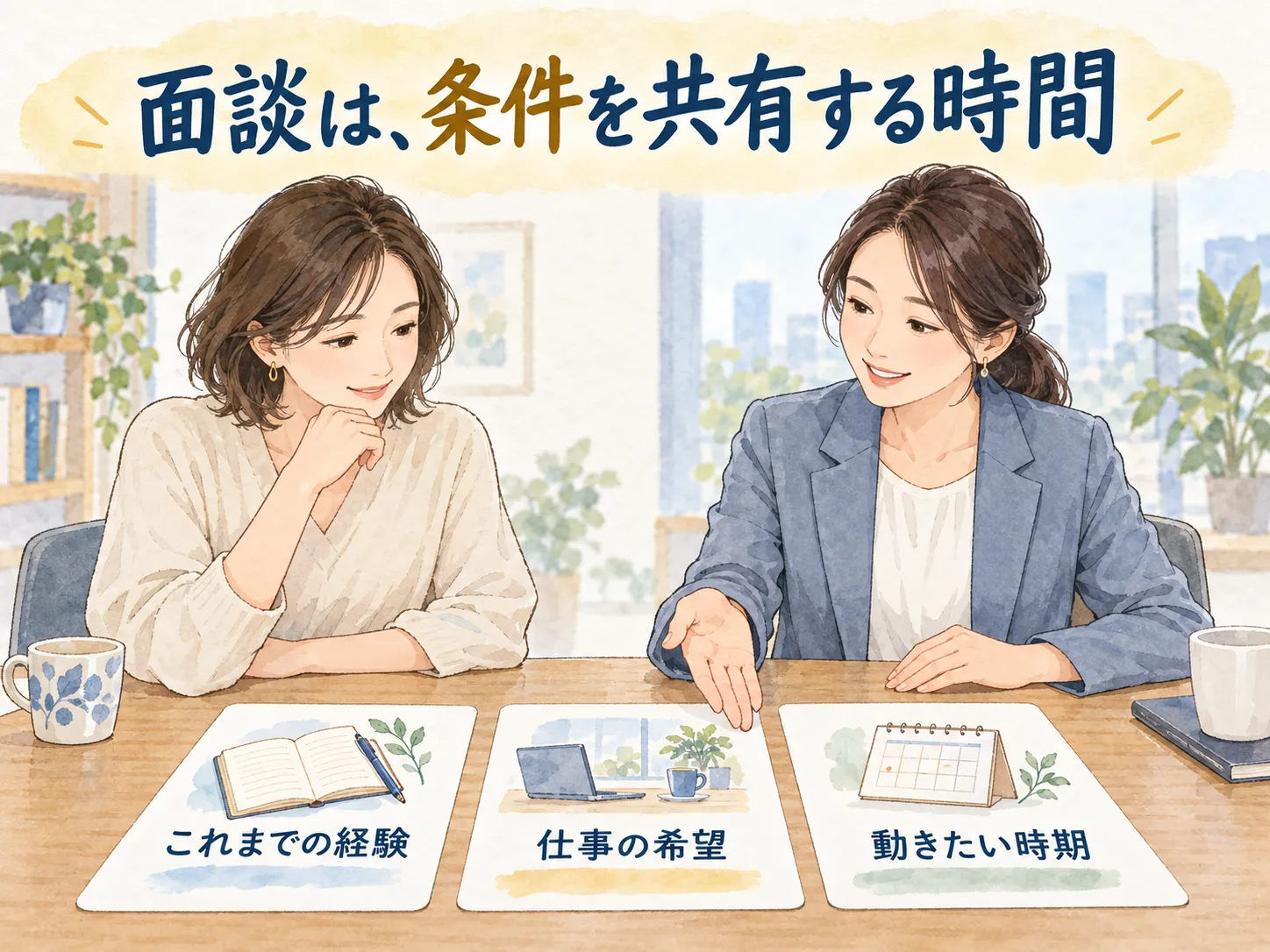 面談は、条件を共有する時間：これまでの経験、仕事の希望、動きたい時期