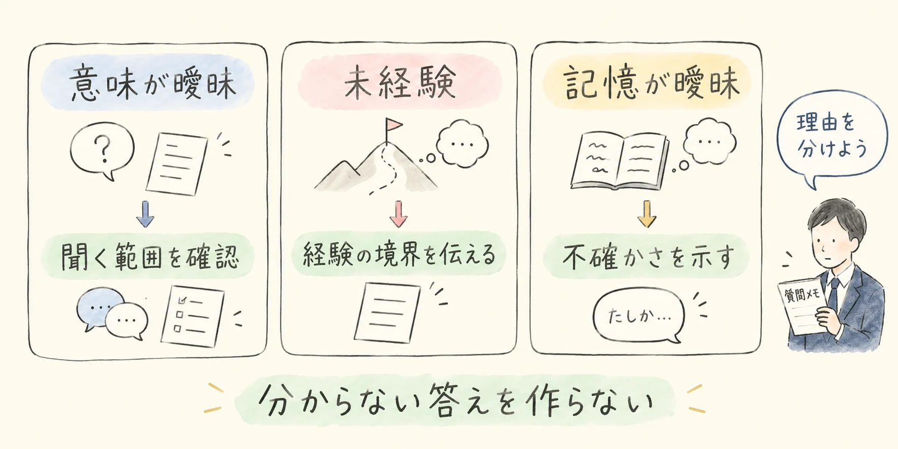 面接で分からない質問が来たら｜取り繕わず答える３つの例文 の挿絵1