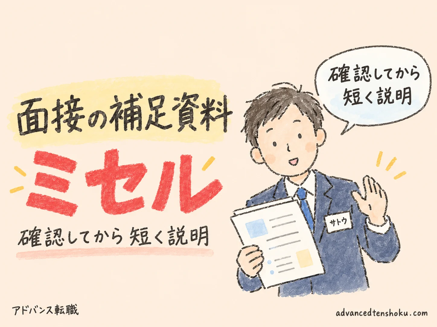 面接で補足資料を見せたいとき｜事前確認と説明を短くする準備 のアイキャッチ